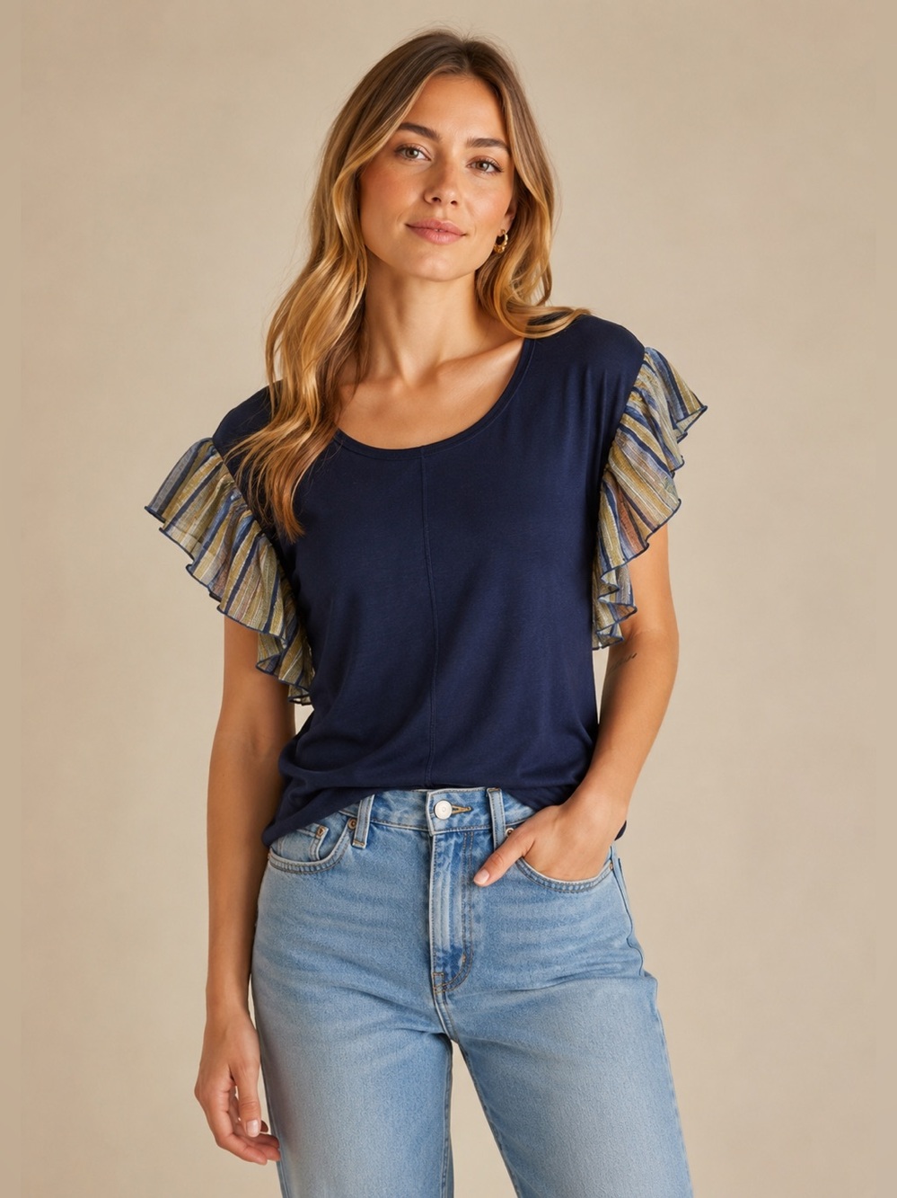 Anthropologie Postmark Navy Blue Seafarer Tee Shirt Top 367